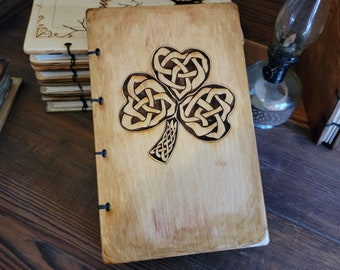 Clover, Hand bound, notebooks, Sketch book, custom paper, Grimoire, Diary