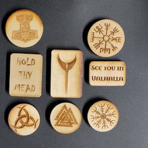 Viking Magnets Engraved, Norse, Odin, Valkyrie, Thor