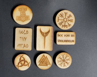 Viking Magnets Engraved, Norse, Odin, Valkyrie, Thor