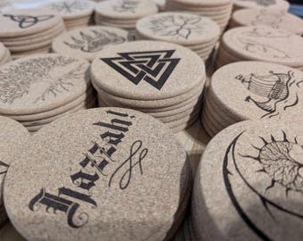 Coasters, Cork, Varius Styles, Viking, Celtic, Animal,