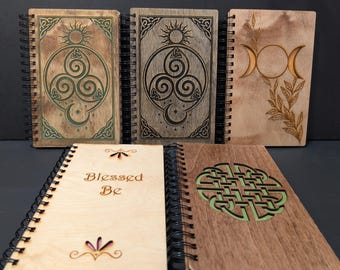Wood Spiral Notebook, Dara knot, Sketchbook, Wood Book,