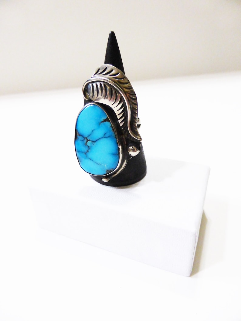 Sterling Silver and Turquoise Navajo Feather Ring