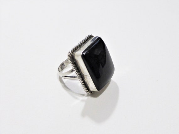 Sterling Silver and Onyx Ring - image 1