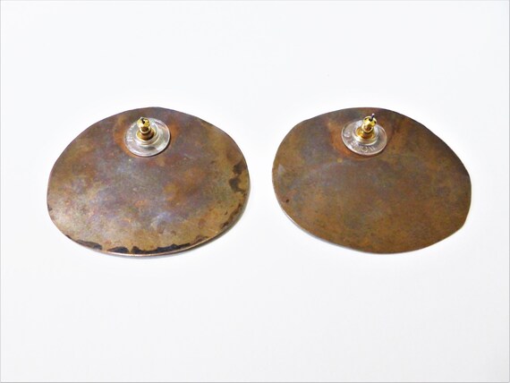 Large Abstract Copper Earrings - image 3