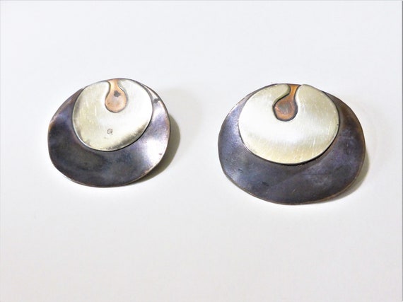 Large Abstract Copper Earrings - image 2