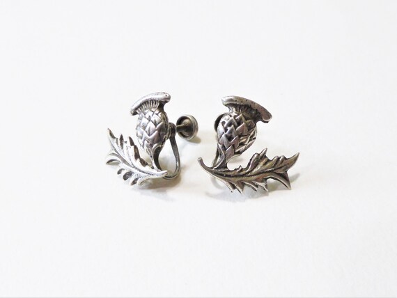 Sterling Silver Thistle Screwback Earrings