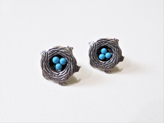 Sterling Silver and Turquoise Nest Earrings