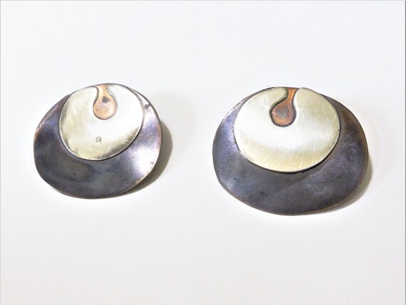 Large Abstract Copper Earrings - image 1