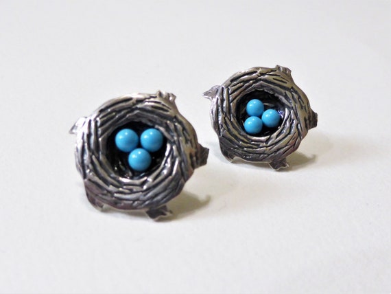 Sterling Silver and Turquoise Nest Earrings - image 2