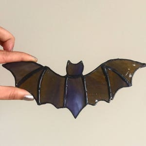 Stained glass Bat Decor Wall Decorations Vampire Bats Glass art Gift Open wings Special Bat Lover Wall Window hanging Decoration for Him Her image 4