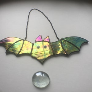 Stained glass Bat Decor Wall Decorations Vampire Bats Glass art Gift Open wings Special Bat Lover Wall Window hanging Decoration for Him Her image 3