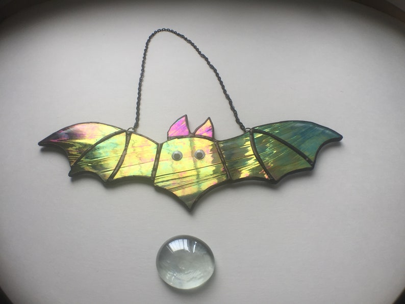 Stained glass Bat Decor Wall Decorations Vampire Bats Glass art Gift Open wings Special Bat Lover Wall Window hanging Decoration for Him Her image 3
