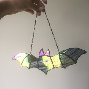 Stained glass Bat Decor Wall Decorations Vampire Bats Glass art Gift Open wings Special Bat Lover Wall Window hanging Decoration for Him Her image 10