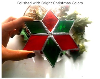 Handmade Stained Glass Star Suncatcher: Christmas Tree Ornament
