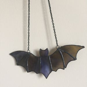 Stained glass Bat Decor Wall Decorations Vampire Bats Glass art Gift Open wings Special Bat Lover Wall Window hanging Decoration for Him Her image 5