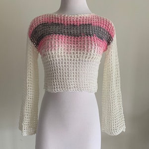 Crochet Bolero Summer Shrug, Long Sleeve Summer Top, size S