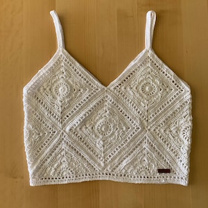 Crochet tank top, all cotton, Summer top, Festival Top, Boho, Unique White Cotton Top, size M