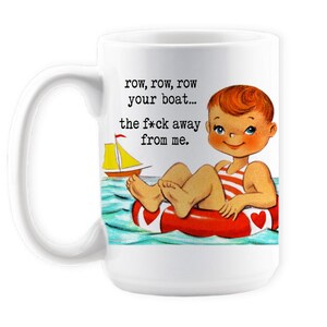 Row, Row, Row Your Boat… funny vintage mug / retro beach