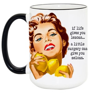 CANCER: If Life Gives You Lemons… / breast cancer / vintage mug