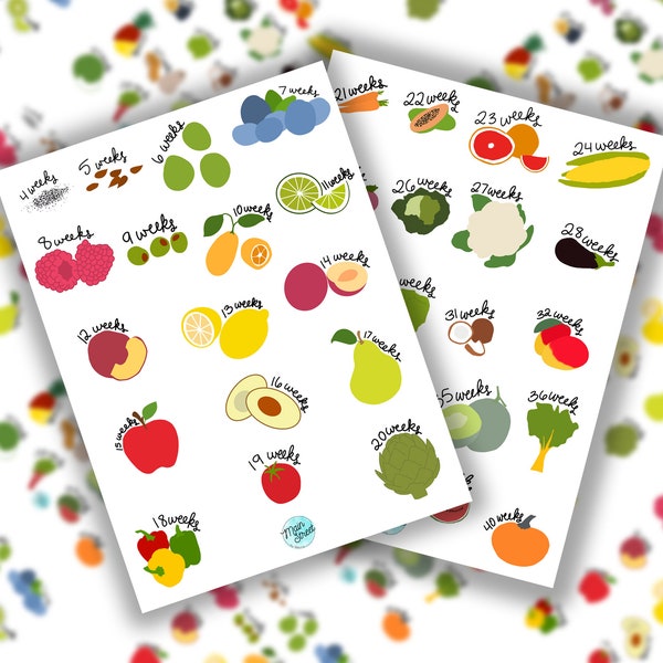 Pregnancy sticker sheet - Week by week maternity stickers