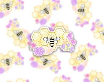 Honeybee & Flowers sticker - Springtime flower - Watercolor floral sticker