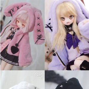 BJDc 1/4 MSD MDD Cute Rabbit Ear Fur Coat