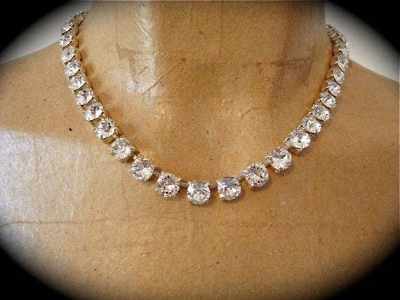 Clear Swarovski Crystal Wedding Choker Necklace 8mm diamond | Etsy
