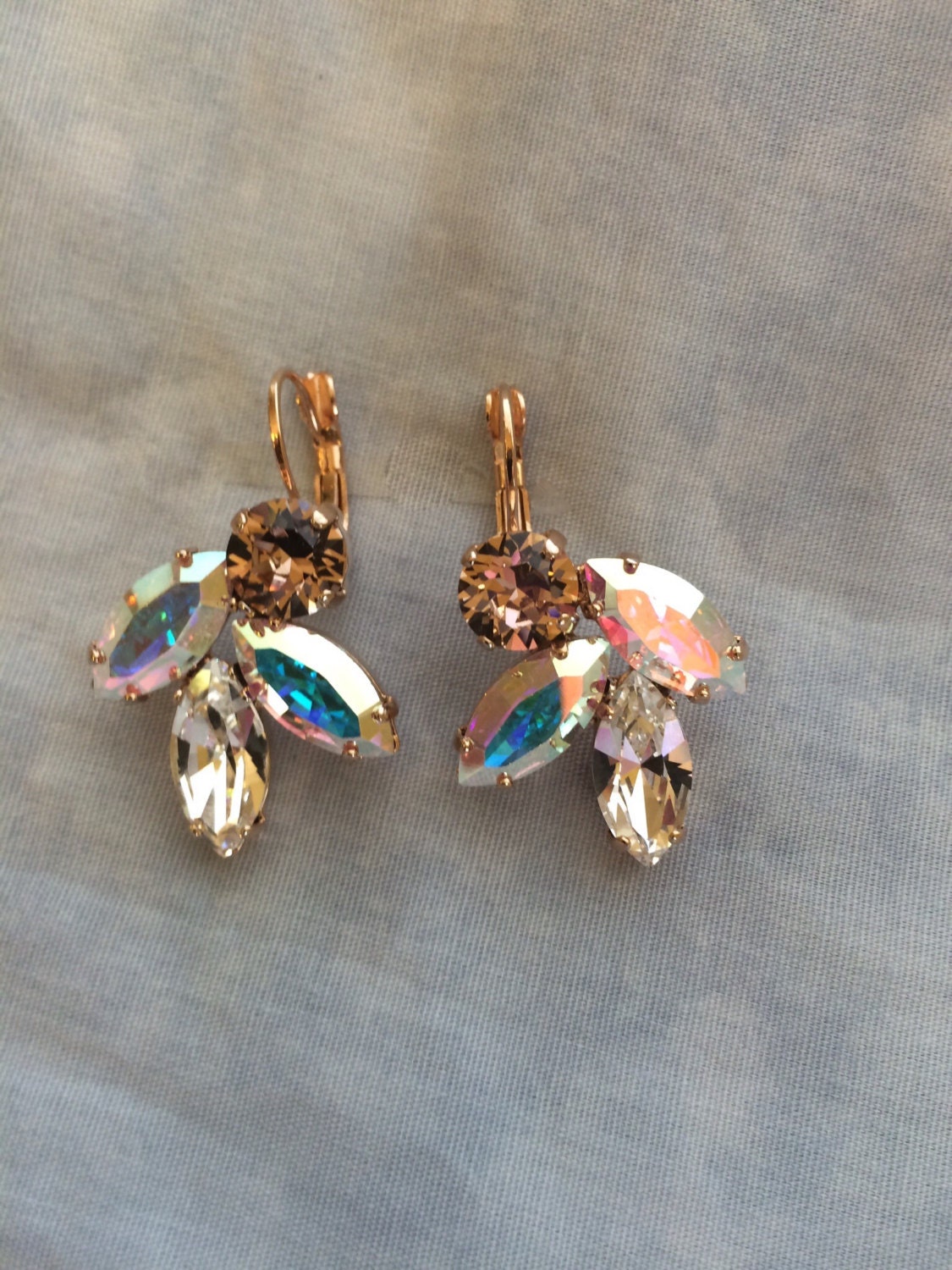 Rose Gold Blush Cluster Earrings wedding earrings bridal | Etsy