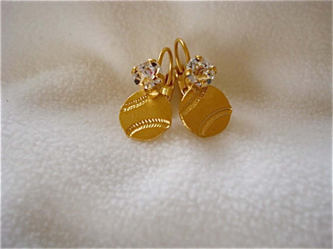 Swarovski Crystal Gold Tennis Ball Earrings Tennis ball Etsy