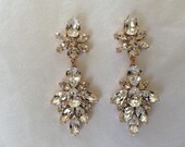 Rose Gold Swarovski Statement Earrings, wedding earrings, bridal earrings, teardrop earrings, diamond cut Crystal, chandelier earrings