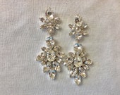 Clear Swarovski Crystal Statement Earrings, long wedding earrings, bridal earrings, teardrop earrings, diamond Crystal, chandelier earrings
