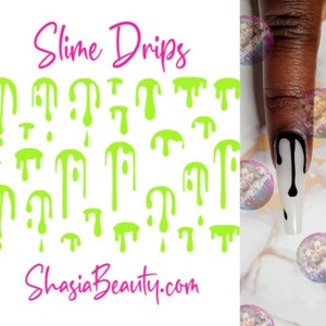 Slime Nail Stickers| Drip Nail Stickers| Glow in the Dark Nail Sticker| Nail Art| Drip Nails| Blood Drip Nails