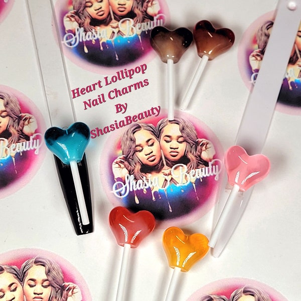 Large Heart Lollipop Nail Charm| Baddie Nails | Kawaii Nail Charm| Valentine Nail Charms