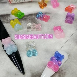 OWCATH Nail Charms 60Pcs Gummy Bear Slime Charms 3D Cute Kawaii