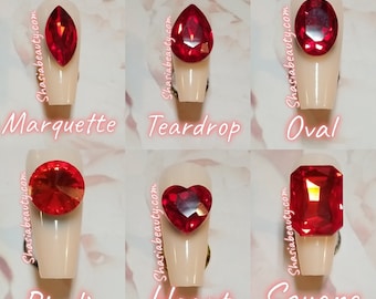 XL Red 3D Glass Rhinestones/ Nail Charms/Big Bling/or 28pc Storing Crystal Kit
