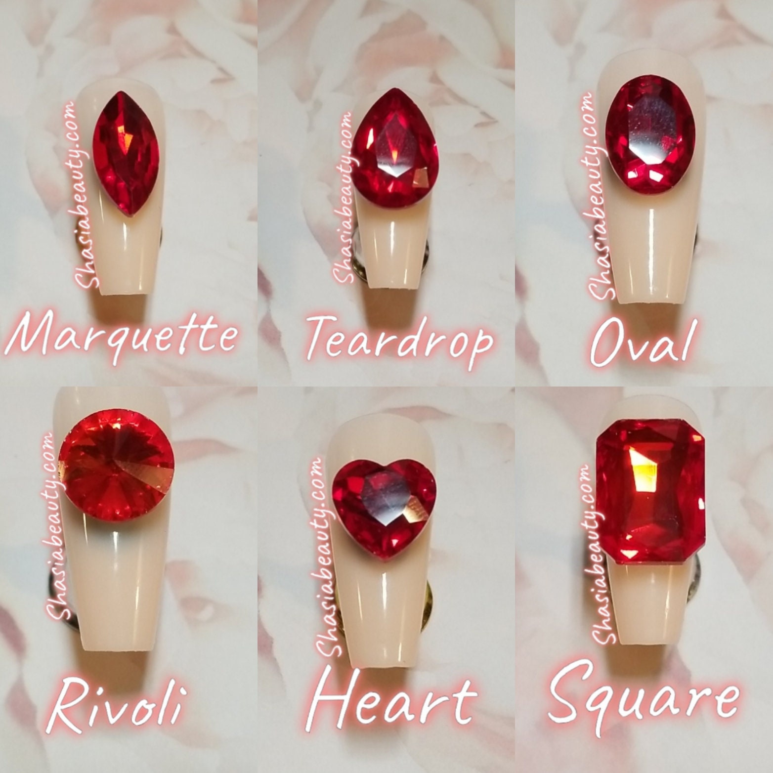 Xl Red 3d Glass Rhinestones Nail Charms Big Bling Or 28pc Etsy