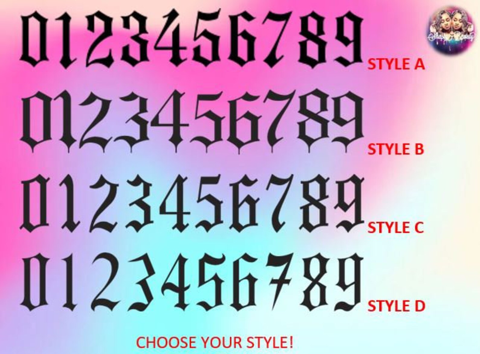 Variety Style Old English Numbers Nail Decals - Etsy