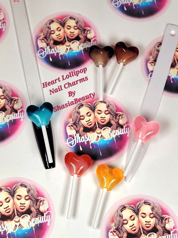 Large Heart Lollipop Nail Charm Baddie Nails Kawaii Nail Charm Valentine  Nail Charms 