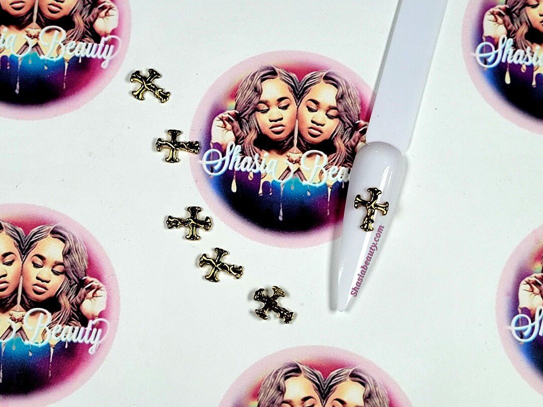 Gold Cross Nail Charms,3d Nail Art Decorations, Alloy Nail Charms ...