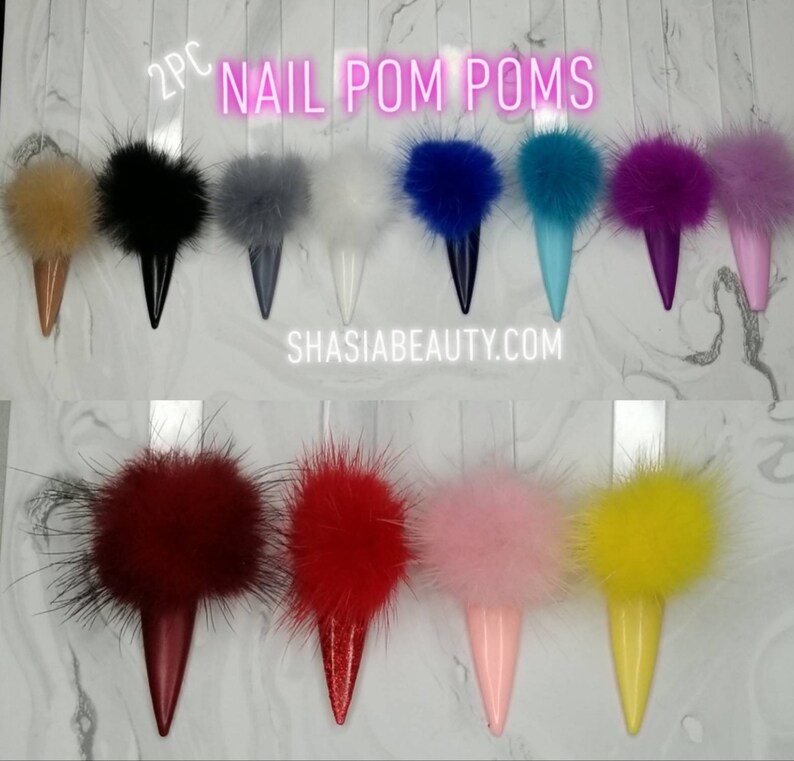 Nail Pom Poms for Baddie Nails 2pc Set Etsy