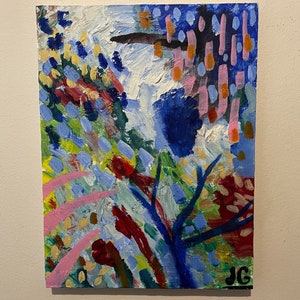 Original Abstract Oil Painting: 9x12&quot; Expressionist Art on Wood