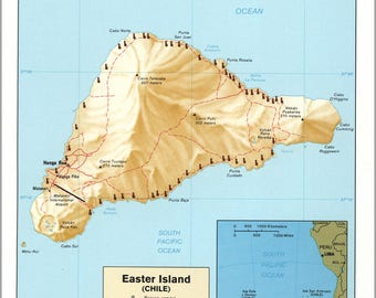 Poster, Many Sizes Available; Cia Map Of Easter Island Chile 1986