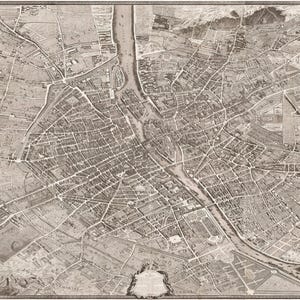 Poster, viele Größen erhältlich; Hochauflösende Turgot-Karte von Paris, Frankreich 1736
