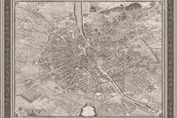 ポスター、さまざまなサイズあり。高解像度のテュルゴーのパリ地図