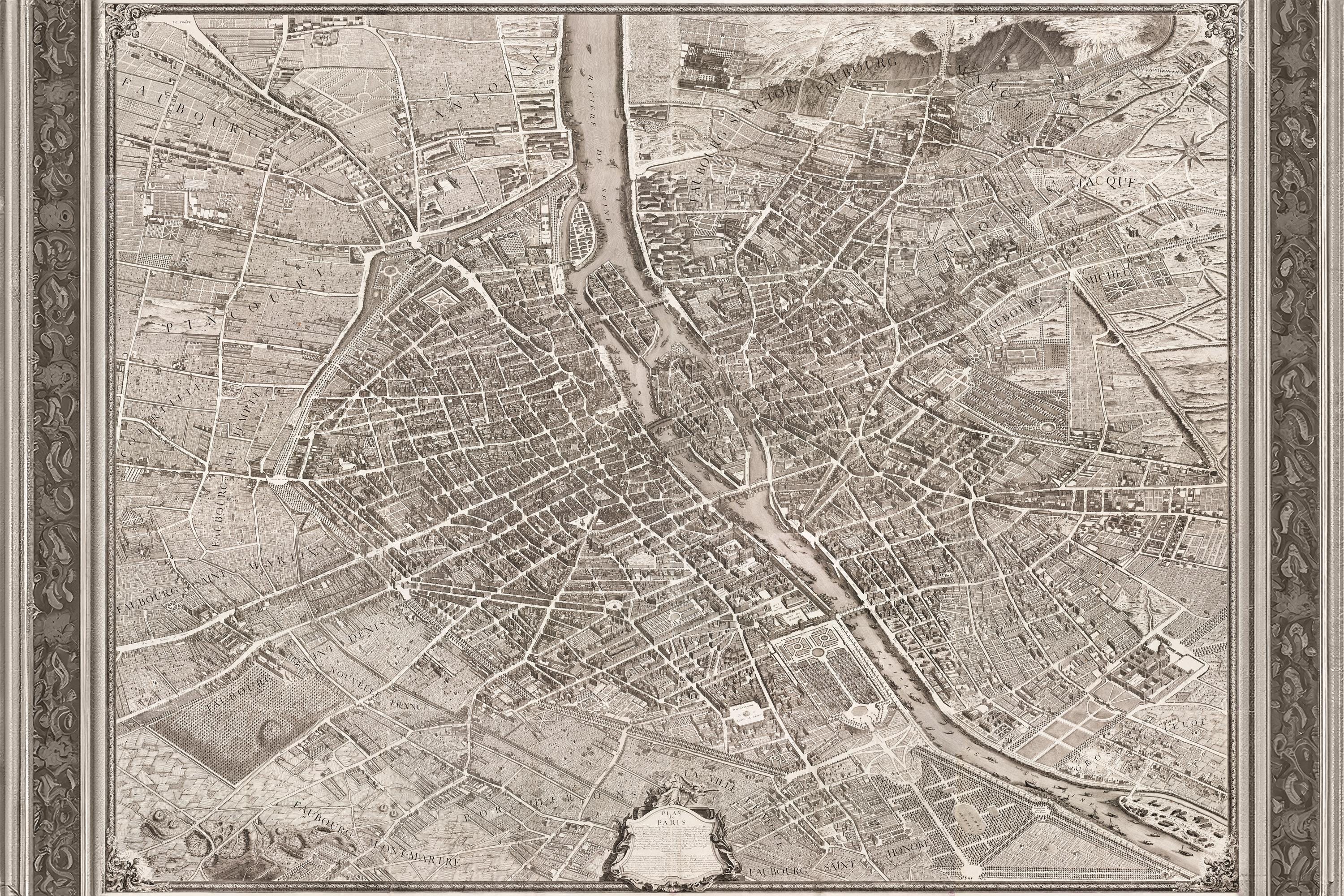 ポスター、さまざまなサイズあり。高解像度のテュルゴーのパリ地図