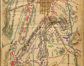 Poster, Many Sizes Available; Map Of Battle Of Gettysburg July 2Nd 1863