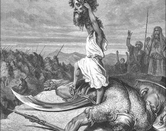 Poster, Many Sizes Available; David Slays Goliath From Gustave Dore English Bible 1866