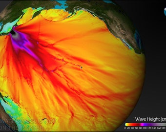 Poster, Many Sizes Available; Wave Height Of The 2011 Tsunami Originating Near Sendai, Japan