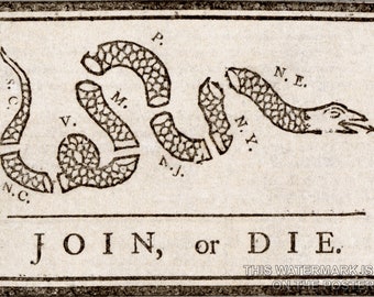 Cartel, Muchos tamaños disponibles; unirse o morir Benjamin Franklin - Unirse o morir