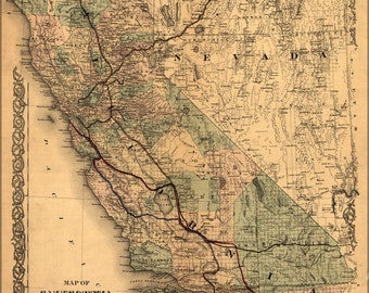 Poster, Many Sizes Available; Map of California 1876